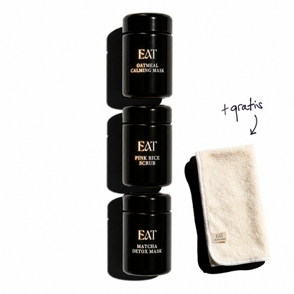 Weekly Mask Complete  - Oatmeal Calming Mask + Matcha Detox Mask + Pink Rice Scrub + Face Cloth gratis
