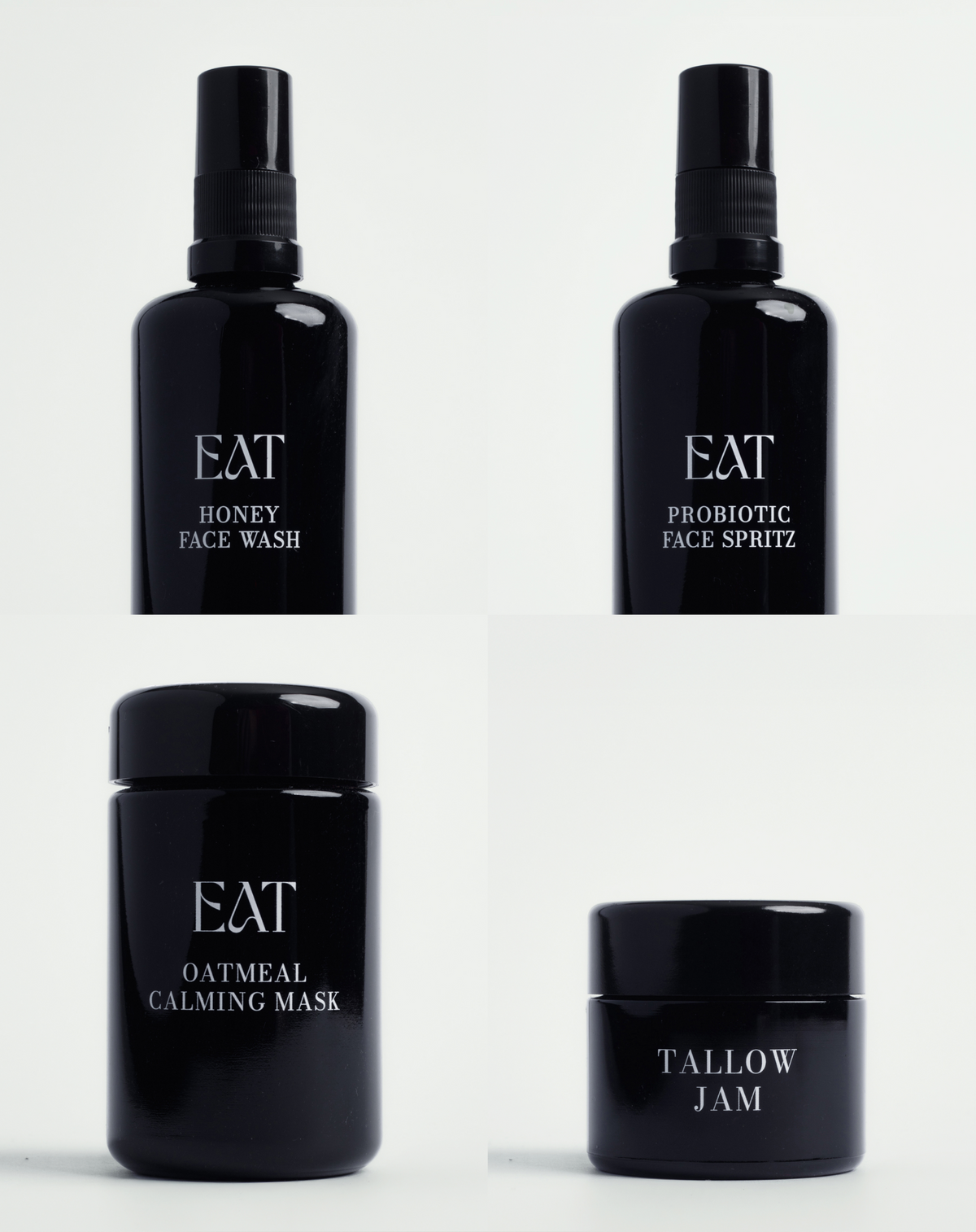 CALM SKIN Bundle: Honey Face Wash, Probiotic Face Spritz, Oatmeal Calming Mask und Tallow Jam
