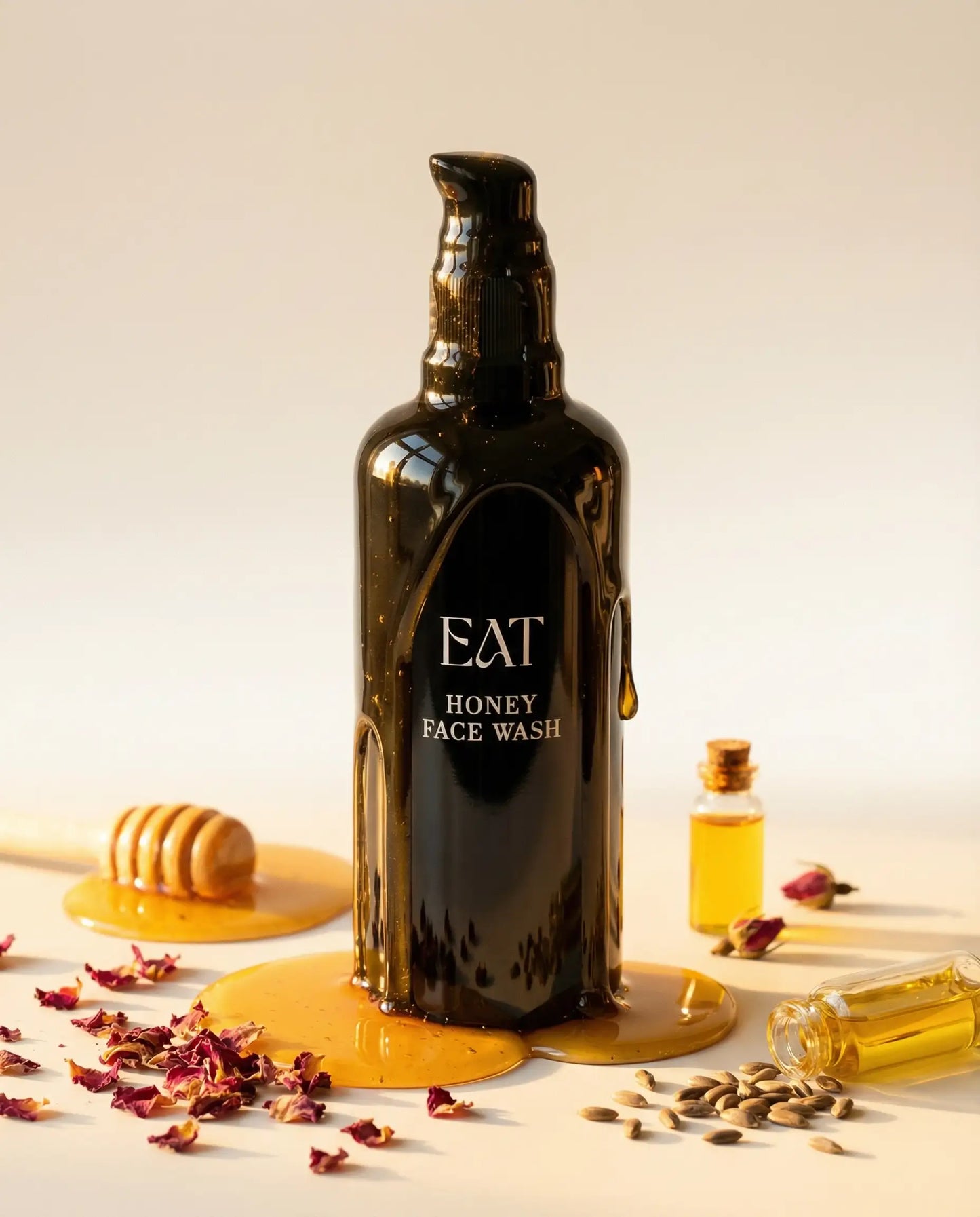 Bio honey face wash im Glas – getrocknete rosenblatter