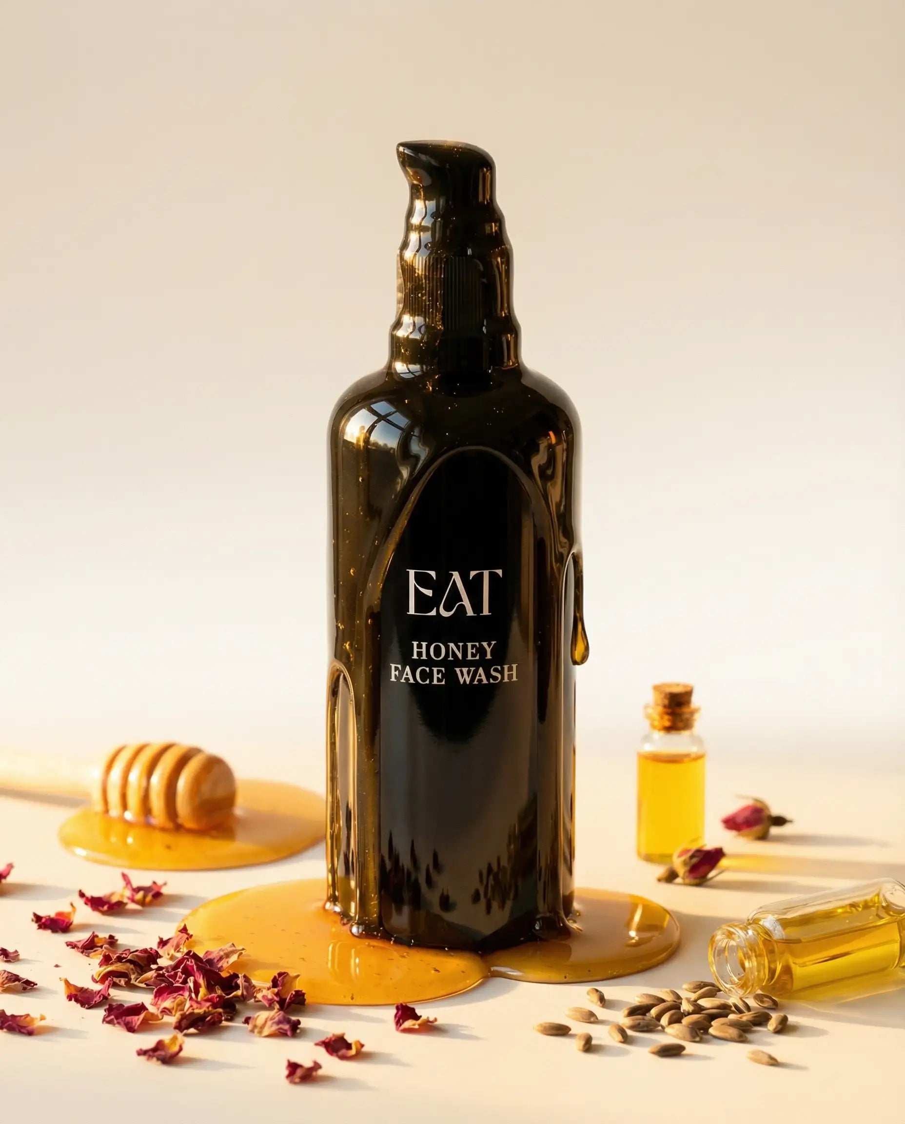 Bio honey face wash im Glas – getrocknete rosenblatter