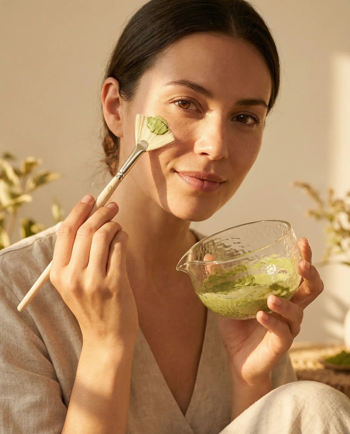 Bio matcha detox mask refill im Glas – maskenpinsel