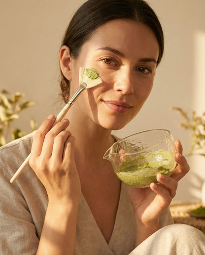 Bio matcha detox mask refill im Glas – maskenpinsel