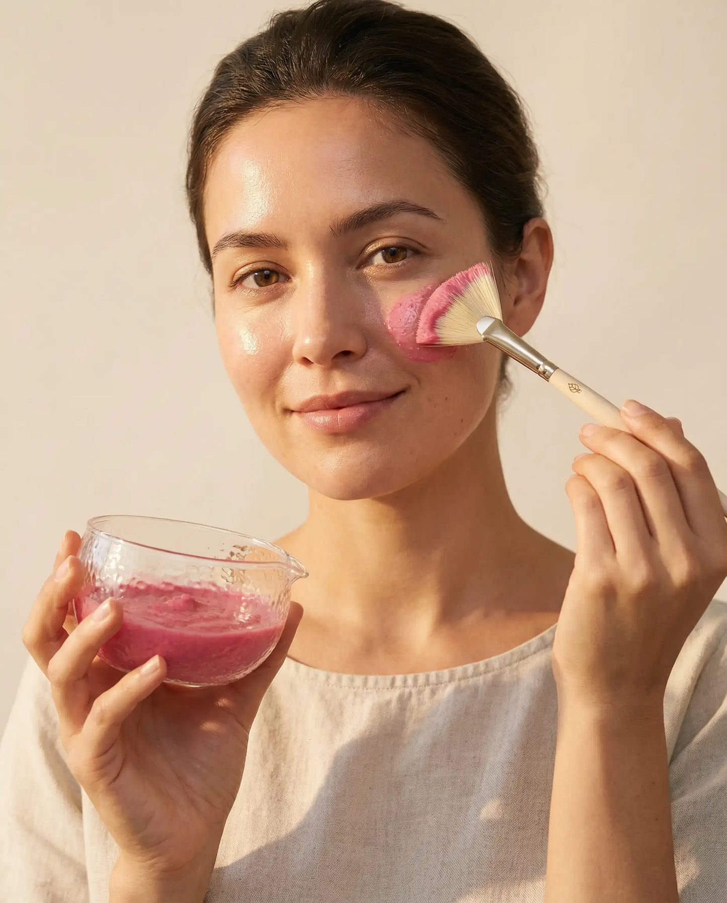 Bio pink rice scrub im Glas – gesichtsburste
